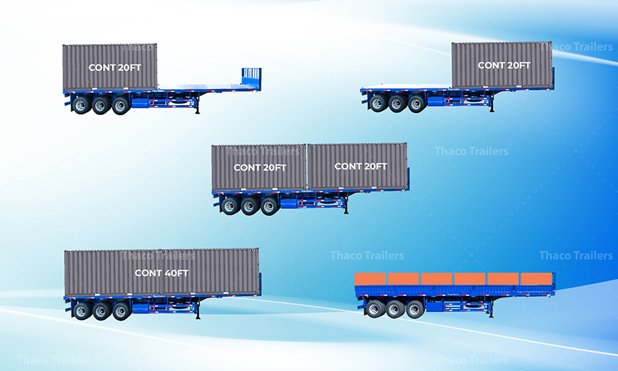 Sơ mi rơ moóc tải lửng Thaco Trailers được ứng dụng rộng rãi hiện nay