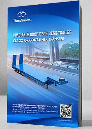 Quad-alex drop deck semi-trailer cargo or container transfer