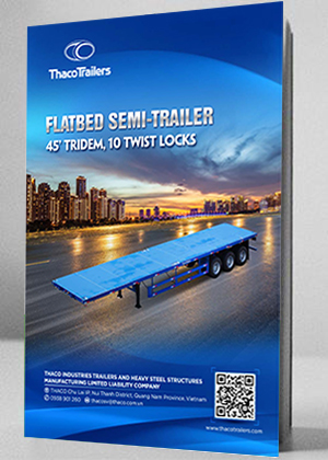Flatbed semi-trailer 45’ tridem, 10 twist locks